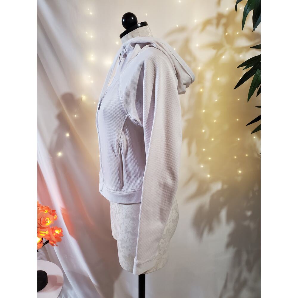 Athleta Swerve Hooded Zip Up Cropped Athletic Jacket Womens Size XS White Active - Picture 4 of 13